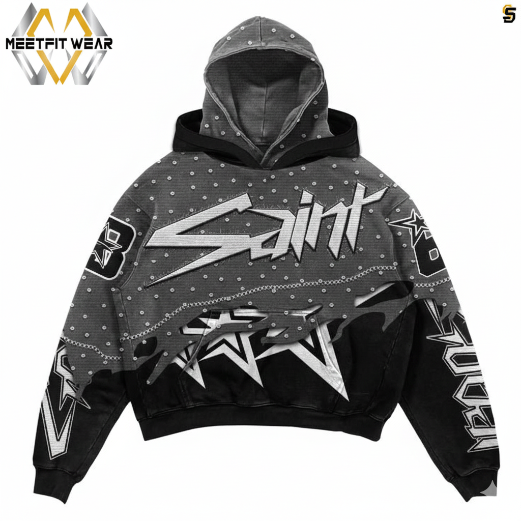"SAINT" Distressed Streetwear Hoodie