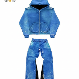 "Galaxy Wash" Distressed Denim Tracksuit