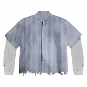 Distressed Striped Double-Sleeve Shirt