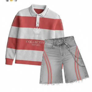 "Collective" Prep-Punk Striped Set